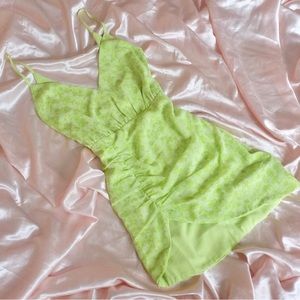 NWT Lovers + Friends Revolve Ruched Green Floral Mini Dress Size Small